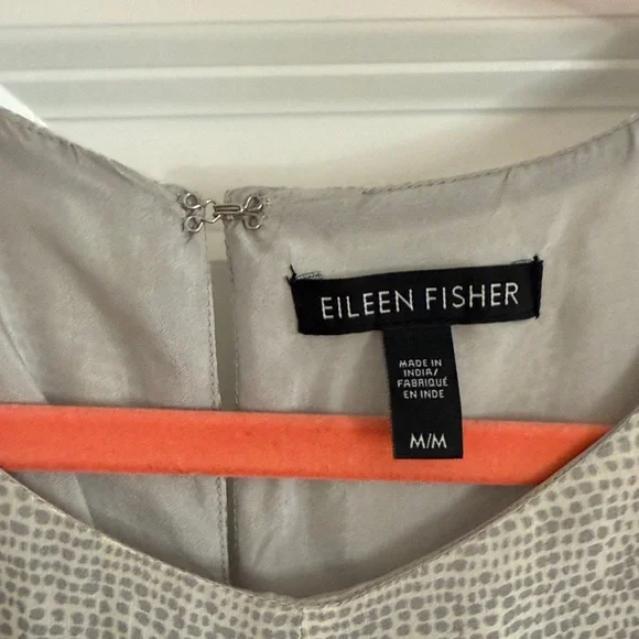 Eileen Fisher Thumbprint Silk Sleeveless Dress - Picture 2 of 7